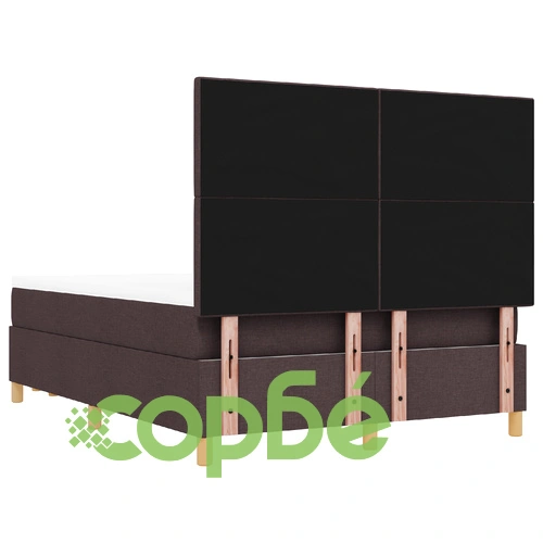 Легло с пружина и матрак с пейка 140x190 см - Тъмно кафяв текстил ➤ топ цена ➤ sorbe.bg