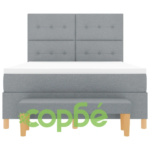 Легло с матрак и пейка от текстил, светлосиво, 140x200 см ➤ топ цена ➤ sorbe.bg