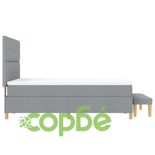 Легло с матрак и пейка от текстил, светлосиво, 140x200 см ➤ топ цена ➤ sorbe.bg