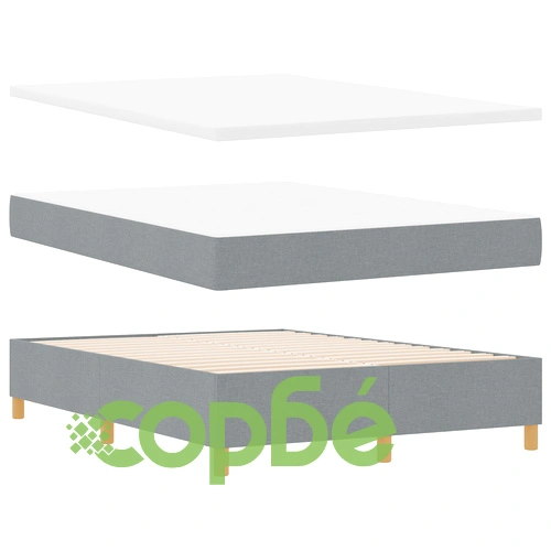 Легло с матрак и пейка от текстил, светлосиво, 140x200 см ➤ топ цена ➤ sorbe.bg