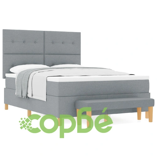 Легло с матрак и пейка от текстил, светлосиво, 140x200 см ➤ топ цена ➤ sorbe.bg