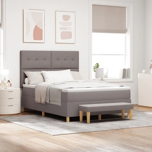 Легло с матрак и пейка 140x200 см от текстил в цвят таупе