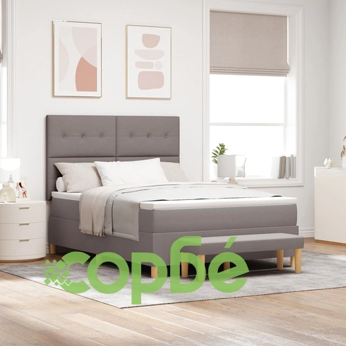 Легло с матрак и пейка 140x200 см от текстил в цвят таупе ➤ топ цена ➤ sorbe.bg