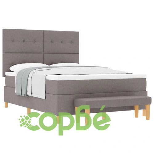 Легло с матрак и пейка 140x200 см от текстил в цвят таупе ➤ топ цена ➤ sorbe.bg