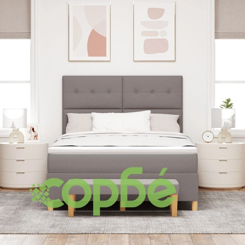 Легло с матрак и пейка 140x200 см от текстил в цвят таупе ➤ топ цена ➤ sorbe.bg