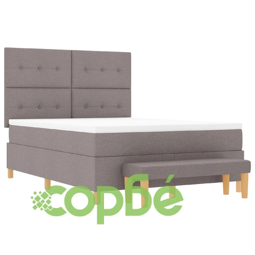 Легло с матрак и пейка 140x200 см от текстил в цвят таупе ➤ топ цена ➤ sorbe.bg