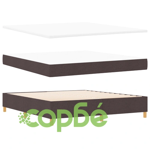 Легло с пружини, матрак и пейка 180x200 см - Тъмен кафяв, Текстил ➤ топ цена ➤ sorbe.bg