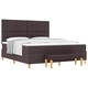 Легло с пружини, матрак и пейка 180x200 см - Тъмен кафяв, Текстил