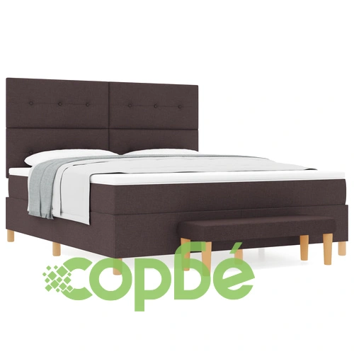 Легло с пружини, матрак и пейка 180x200 см - Тъмен кафяв, Текстил ➤ топ цена ➤ sorbe.bg