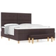 Легло с пружини, матрак и пейка 180x200 см - Тъмен кафяв, Текстил