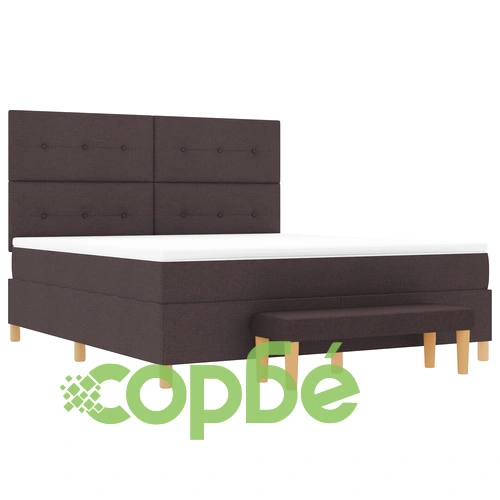 Легло с пружини, матрак и пейка 180x200 см - Тъмен кафяв, Текстил ➤ топ цена ➤ sorbe.bg