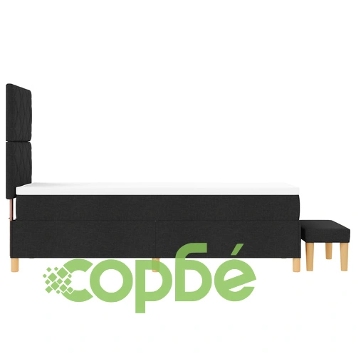 Черно легло с матрак и пейка 80x200 см от дърво и текстил ➤ топ цена ➤ sorbe.bg