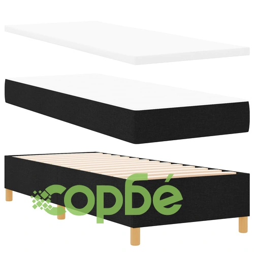 Черно легло с матрак и пейка 80x200 см от дърво и текстил ➤ топ цена ➤ sorbe.bg