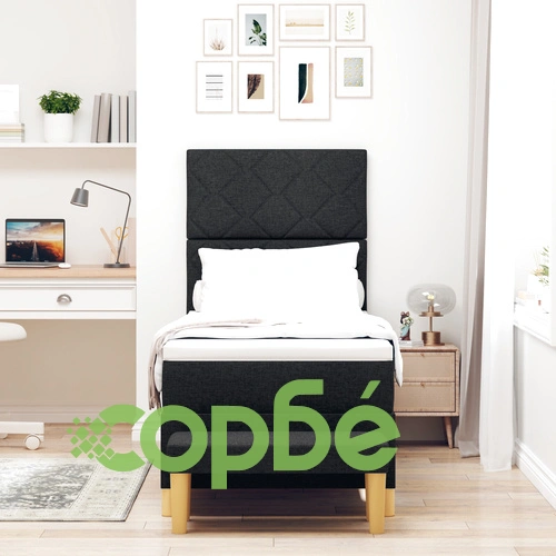 Черно легло с матрак и пейка 80x200 см от дърво и текстил ➤ топ цена ➤ sorbe.bg