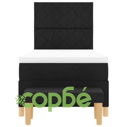 Кутийно легло с матрак и пейка от текстил в черен цвят 90x190 см ➤ топ цена ➤ sorbe.bg