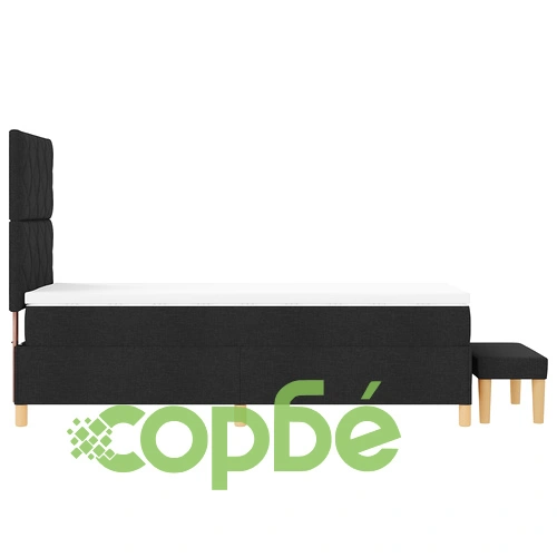 Кутийно легло с матрак и пейка от текстил в черен цвят 90x190 см ➤ топ цена ➤ sorbe.bg