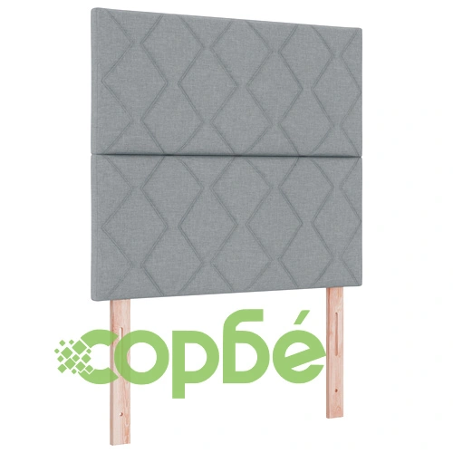 Легло с кутия пружини, матрак и пейка, 90x200 см, светлосива тъкан ➤ топ цена ➤ sorbe.bg