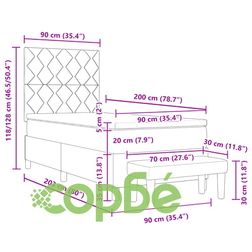 Синьо легло с матрак и пейка 90x200 см от качествена тъкан ➤ топ цена ➤ sorbe.bg