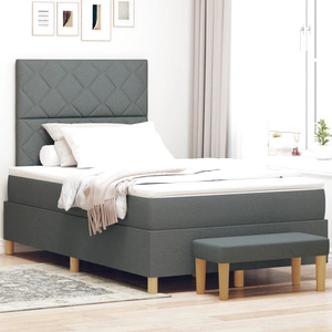 Легло с пружини, матрак и пейка 120x190 см, тъмносив текстилен плат