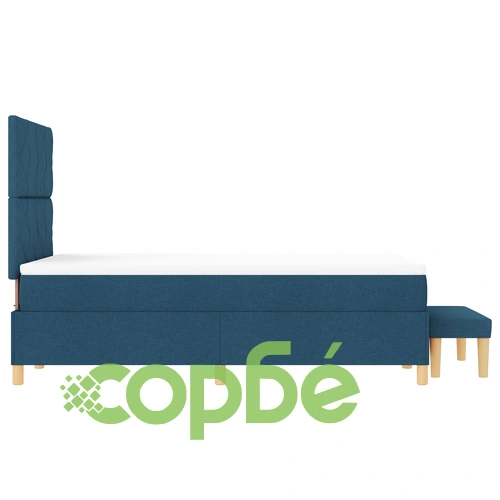 Кутия с пружини с матрак и пейка, синя, 120x190 см, текстилна тапицерия ➤ топ цена ➤ sorbe.bg