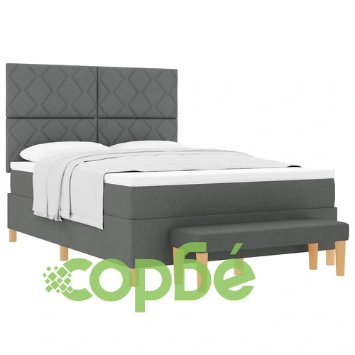 Легло с пружинирана основа и матрак тъмносиво 140x190 см текстил ➤ топ цена ➤ sorbe.bg