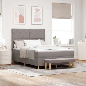 Легло с пружинирана основа и матрак Таупе 140x200 см текстил с пейка