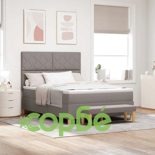 Легло с пружинирана основа и матрак Таупе 140x200 см текстил с пейка ➤ топ цена ➤ sorbe.bg