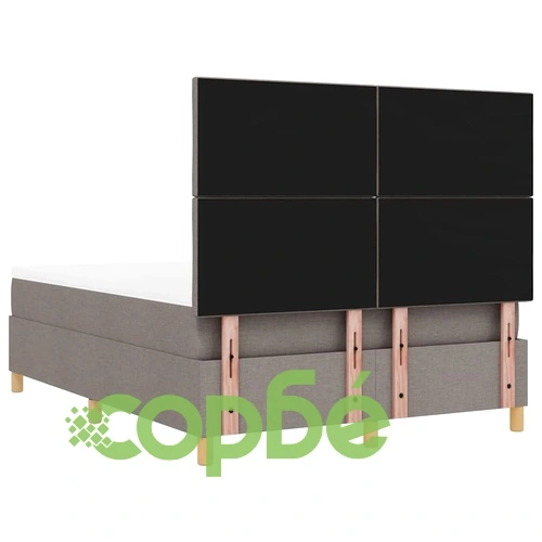 Легло с пружинирана основа и матрак Таупе 140x200 см текстил с пейка ➤ топ цена ➤ sorbe.bg