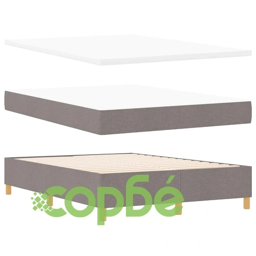 Легло с пружинирана основа и матрак Таупе 140x200 см текстил с пейка ➤ топ цена ➤ sorbe.bg