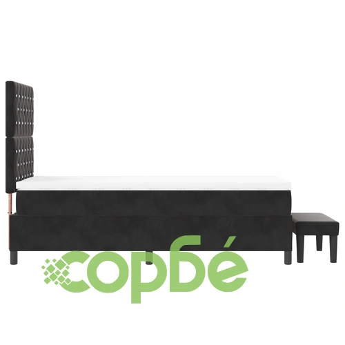 Легло с пружини с матрак и пейка от черно кадифе 100x200 см ➤ топ цена ➤ sorbe.bg