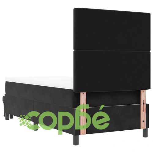 Легло с пружини с матрак и пейка от черно кадифе 100x200 см ➤ топ цена ➤ sorbe.bg