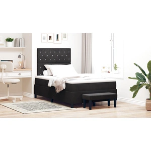 Легло с пружини с матрак и пейка от черно кадифе 120x200 см