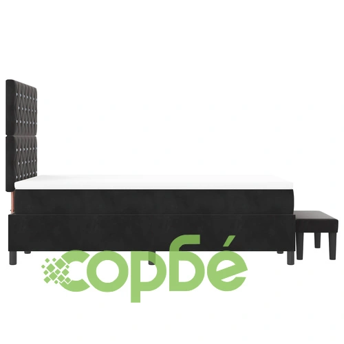 Легло с пружини с матрак и пейка от черно кадифе 120x200 см ➤ топ цена ➤ sorbe.bg