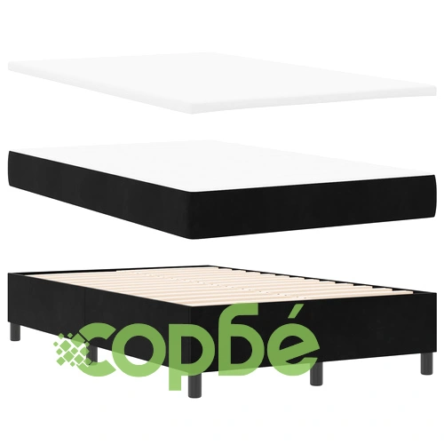 Легло с пружини с матрак и пейка от черно кадифе 120x200 см ➤ топ цена ➤ sorbe.bg