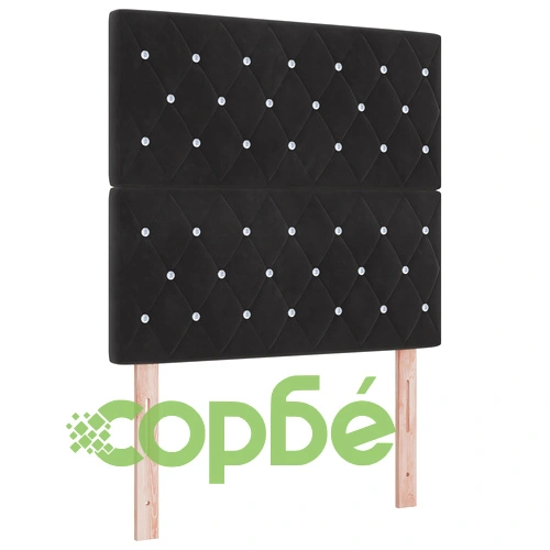 Легло с пружини с матрак и пейка от черно кадифе 120x200 см ➤ топ цена ➤ sorbe.bg