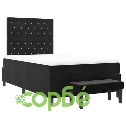 Легло с пружини с матрак и пейка от черно кадифе 120x200 см ➤ топ цена ➤ sorbe.bg