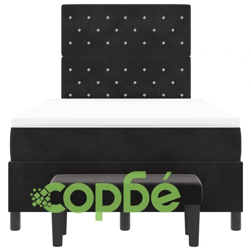 Легло с пружини с матрак и пейка от черно кадифе 120x200 см ➤ топ цена ➤ sorbe.bg