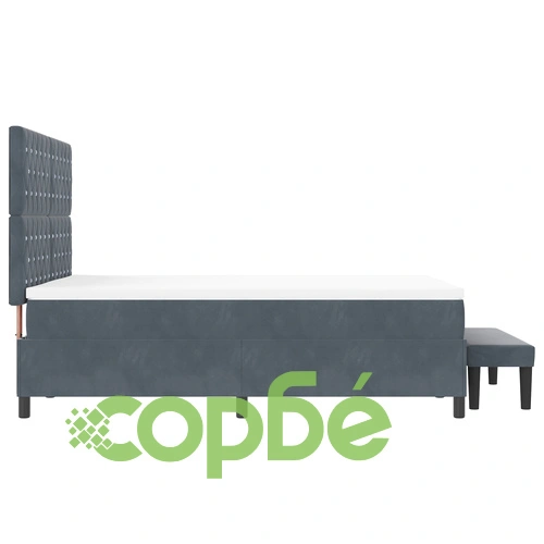 Легло с кутия 140x190 см с матрак и пейка от тъмносив велур ➤ топ цена ➤ sorbe.bg