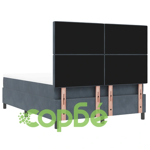 Легло с кутия 140x190 см с матрак и пейка от тъмносив велур ➤ топ цена ➤ sorbe.bg