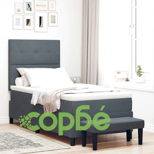Легло с пружинирана основа и матрак Тъмносив 80x200 см Кадифе ➤ топ цена ➤ sorbe.bg