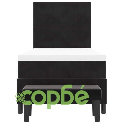 Легло с пружини, матрак и пейка от черно кадифе 80x200 см ➤ топ цена ➤ sorbe.bg