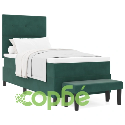 Бокс пружинно легло с матрак и пейка от кадифе, тъмно зелено, 80x200 см ➤ топ цена ➤ sorbe.bg