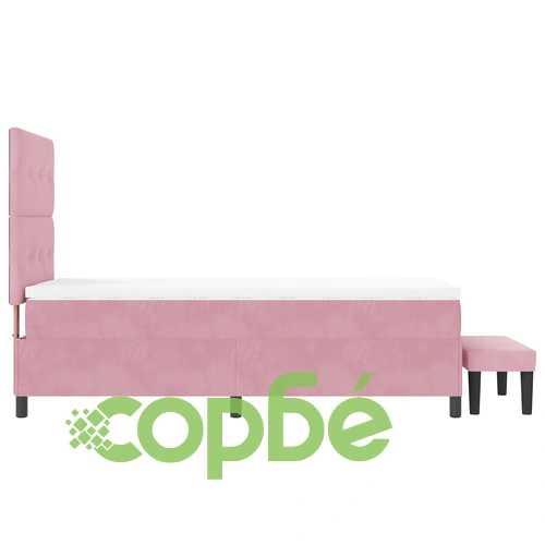 Легло с пружинен матрак и пейка от розово кадифе 100x200 см ➤ топ цена ➤ sorbe.bg