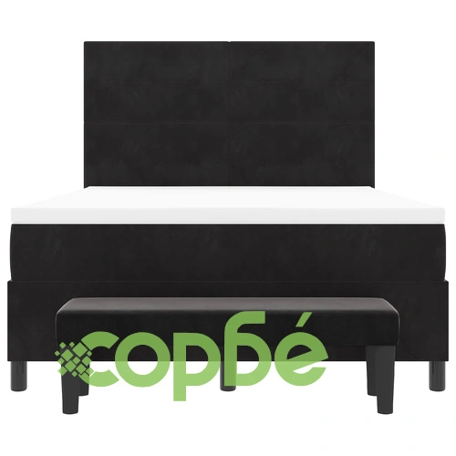 Диван с пружинен матрак и пейка 140x190 см Черен Велур ➤ топ цена ➤ sorbe.bg