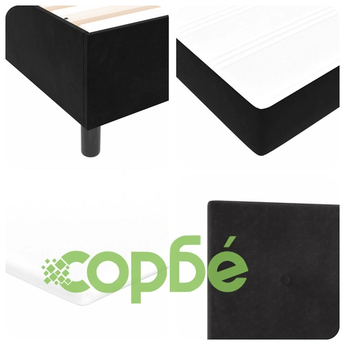 Диван с пружинен матрак и пейка 140x190 см Черен Велур ➤ топ цена ➤ sorbe.bg