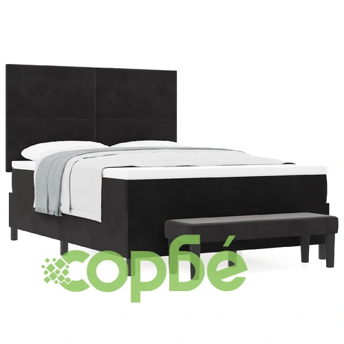 Диван с пружинен матрак и пейка 140x190 см Черен Велур ➤ топ цена ➤ sorbe.bg