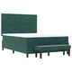 Кадифено легло с пружина, матрак и пейка 140x190 см - Тъмно зелено