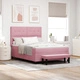 Луксозно легло с кутия пружини, матрак и пейка от розово кадифе 140x190 см