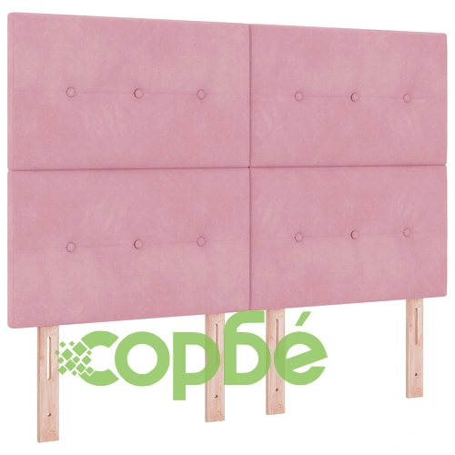 Луксозно легло с кутия пружини, матрак и пейка от розово кадифе 140x190 см ➤ топ цена ➤ sorbe.bg