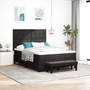 Подматрачна рамка с матрак и пейка от черно кадифе 160x200 см